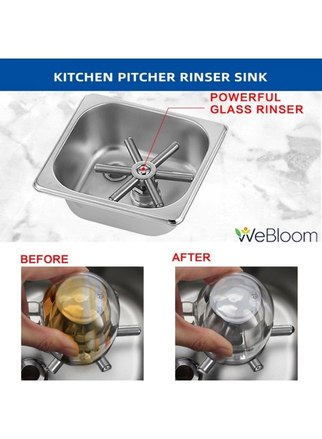 WeBloom Pitcher Rinser Automatic Glass Cup Washer,Solid Brass & Stainless Steel Coffee Milk Tea Cup Cleaner,High Pressure Sink Washer for Home/Cafe/Hotel(No Power Needed) - Image 4
